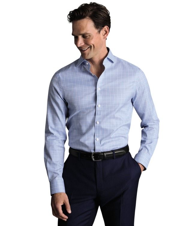 チャールズティリット メンズ トップス シャツ Charles Tyrwhitt NonIron Twill Check Shirt Sky Blue ブルー