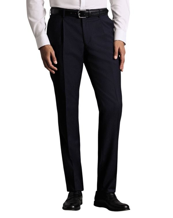 チャールズティリット メンズ ボトムス カジュアルパンツ スリムフィット プリーツ ウール Charles Tyrwhitt Stretch Wool Slim Fit Pleated Pants N