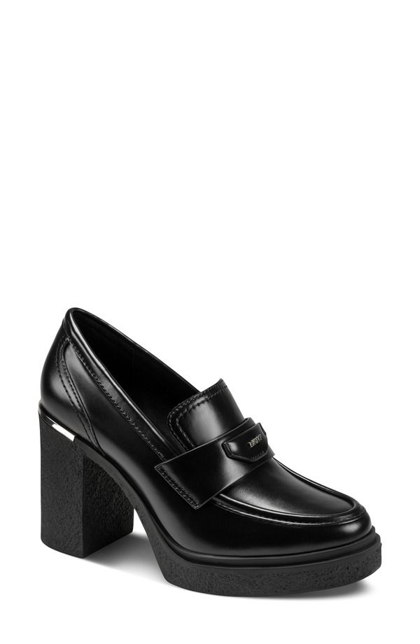 ダナ キャラン ニューヨーク レディース シューズ ヒール ローファー DKNY Tafani Block Heeloafer Black ブラック