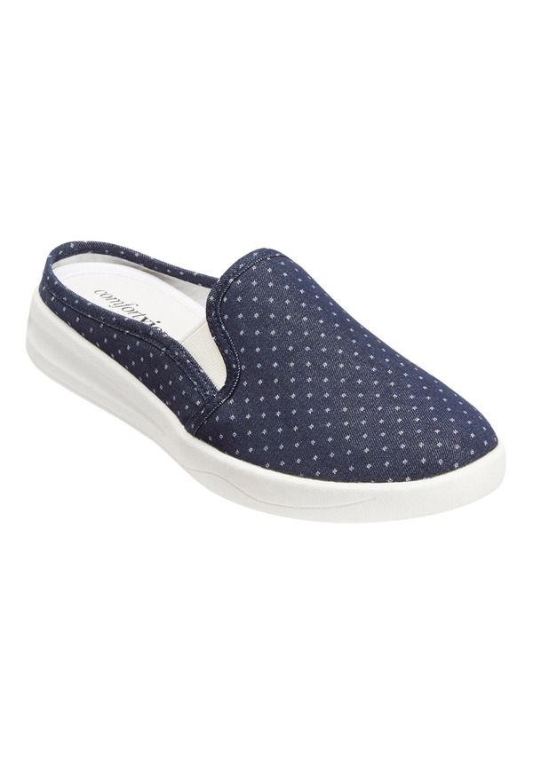 コンフォートビュー レディース シューズ サンダル スニーカー Comfortview The Camellia Slip On Sneaker Mule Denim Dot デニム