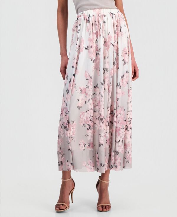 アンクライン レディース ボトムスカート フラワー柄 メッシュ マキシ フラワー Anne Klein Womens Mesh PullOn Floral Maxi Skirt White Dove