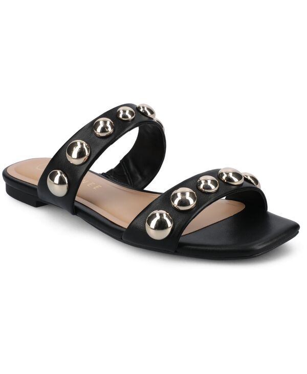 ジュルネ コレクション レディース シューズ サンダル Journee Collection Womens Frida Studded Slide Flat Sandals BlackGold ブラッ