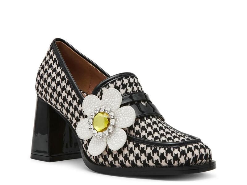 ベッツィジョンソン レディース シューズ スリッポン・ローファー Betsey JohnsonCasandra Penny Loafer BlackWhite Houndstooth Fabric ホ