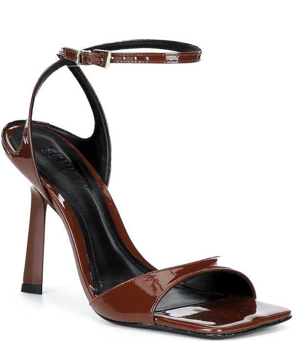 シュッツ レディース シューズ サンダル レザー Schutz Ciara Patent Leather Square Toed Pumps Warm Toffee