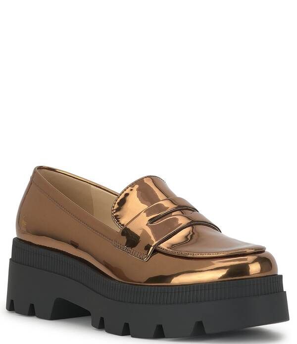 ジェシカシンプソン レディース シューズ パンプス プラットフォーム トール ローファー Jessica Simpson Ullinia Metallic Platform Loafers Bronz