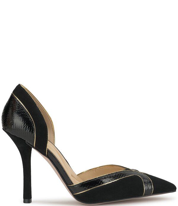 ジェシカシンプソン レディース シューズ ヒール スエード Jessica Simpson Vuley Suede Snakembossed Trim dOrsay Pumps Black ブラック