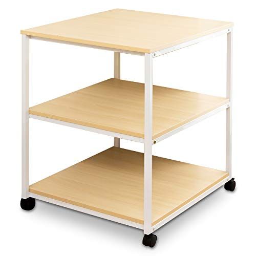 ottostyle.jp デスクサイドワゴン 60×60×70cm 【ビーチ】 3段 耐荷重60kg キャスター付 デスク オフィス 書斎 キッチン 寝室 リビング 木製 スチール ラック プリンターワゴン プリンター台ｍａ
