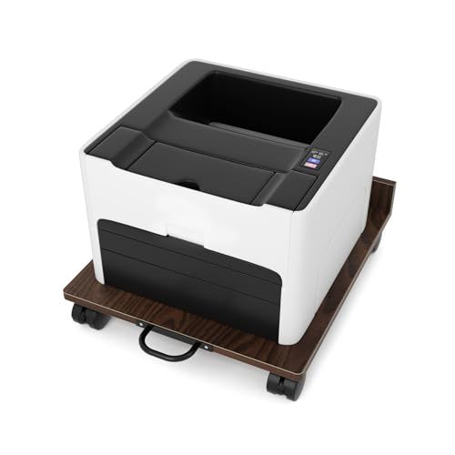 DEWEL プリンター台 CPUスタンド 幅42×奥行46cm キャスター付き プリンターラック PCスタンド コピー機置き台 耐荷重30kg 足元収納 スライド式 デスク下 取っ手付き A4対応 (ウォルナット)ｍａ