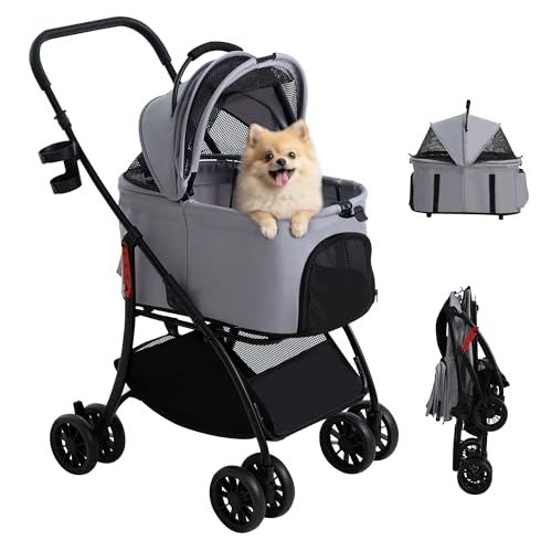 【55cmゆりかご ? 超軽量4.5KG】MILA&LOUIS ペットカート おしゃれ犬 カート ペットカート 多頭の小型犬&猫 中型犬一匹用 4輪耐摩耗 犬用カート 犬 ベビーカー 人気 分離型・全体と折りたたみ式 ペットバギー 前輪360 386d0c29
