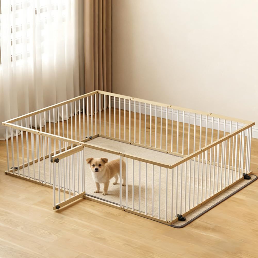 ペットサークル ペットフェンス 高さ50CM DIY 犬 ケージ 猫用 犬 さく 柵 折りたたみ 安全柵 ドア付き 滑り止め固定器付き 組み立てが簡単 小型犬 中型犬 室内外兼用（6枚）mt a9990e29