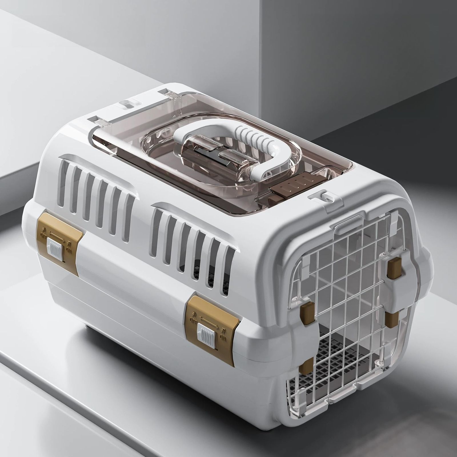 N&S ペットキャリー 犬 猫用 キャリーバッグ ハードキャリー トップオープン 航空機対応 IATA基準 Mサイズ ホワイトmt e4c71063