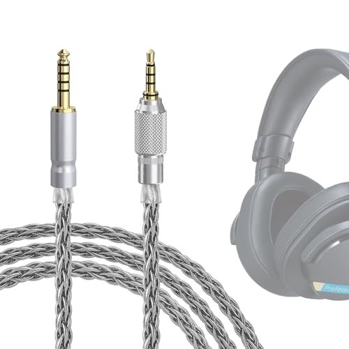 Geekria Apollo シルバーメッキ アップグレード 4.4mm から 3.5mm オーディオ ケーブル、ソニー Sony MDR-M1 MDR-MV1 MDR-M1ST ヘッドフォン対応、ねじ式ノブ ロック装置付き交換用コード (4.9 フィートJu