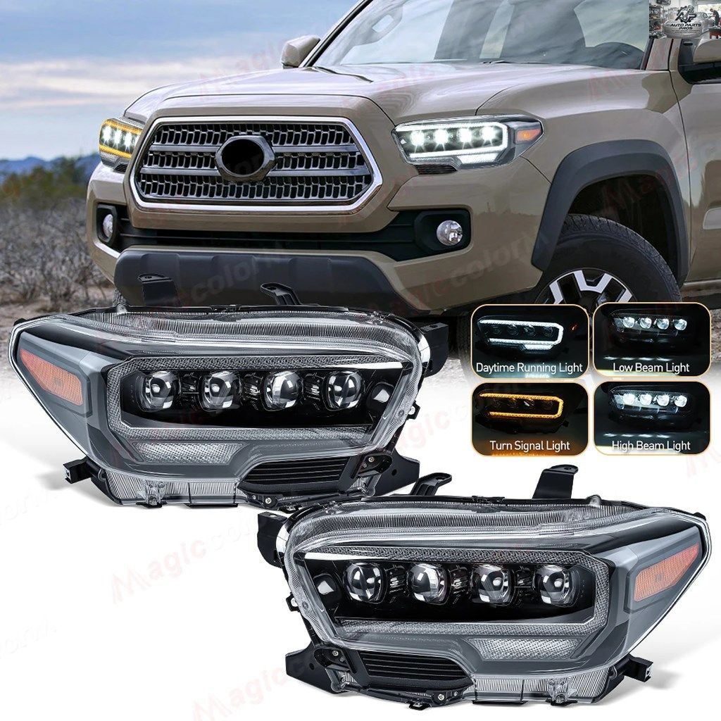 トヨタ タコマ 2015 2016-2020 用ヘッドライト現場 - 24 シーケンシャルターンストップ フロントデイタイム ランニングライト カスタム パ