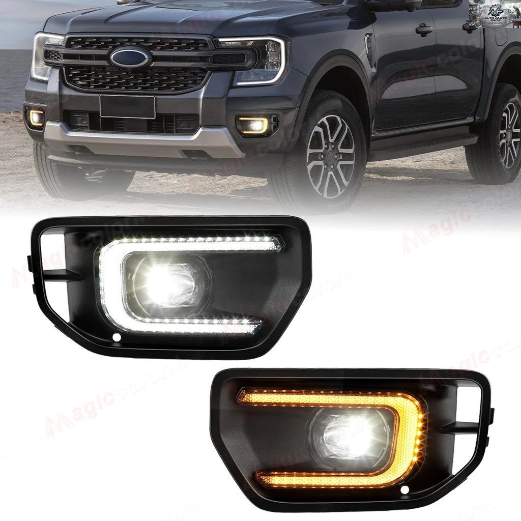車用LEDフォグランプDRLフォード レンジャーT9 XL XLT 2022 2023 2024デイタイムランニングライトターンバンパーヘッドライト12V カスタム