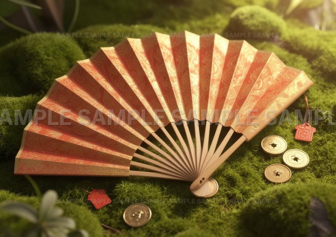 AIアート】【扇子】和柄 扇子 和風 扇子 骨董品 時代物 扇子 伝統工芸