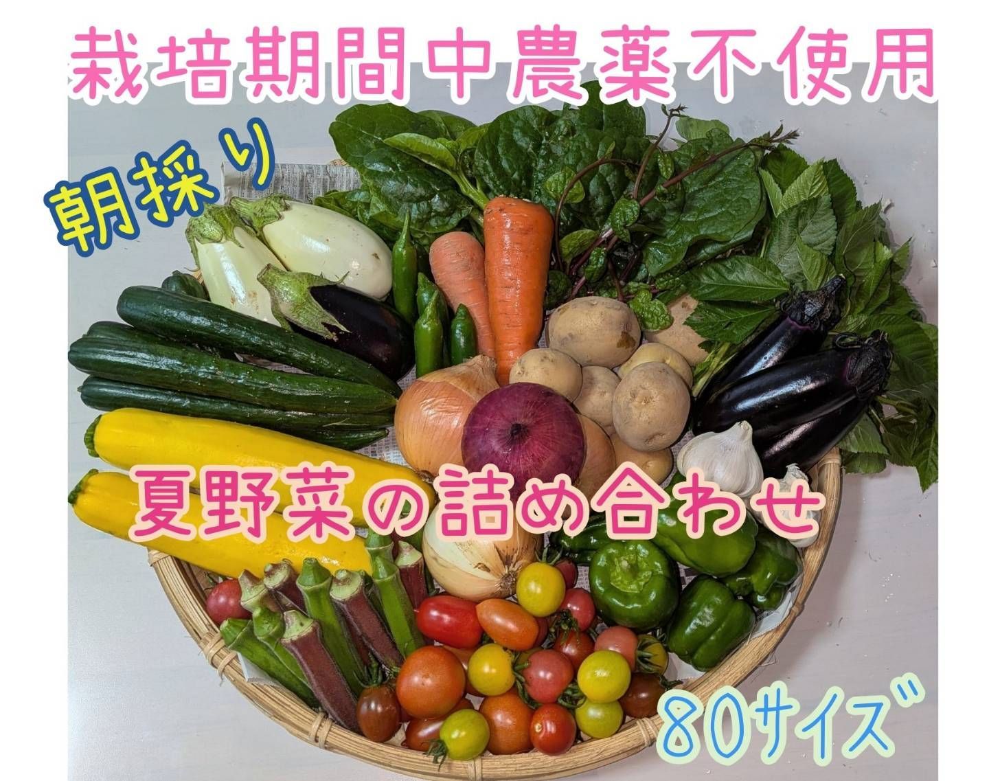 朝採り夏野菜 詰め合わせ 80サイズ 農薬不使用 - メルカリ