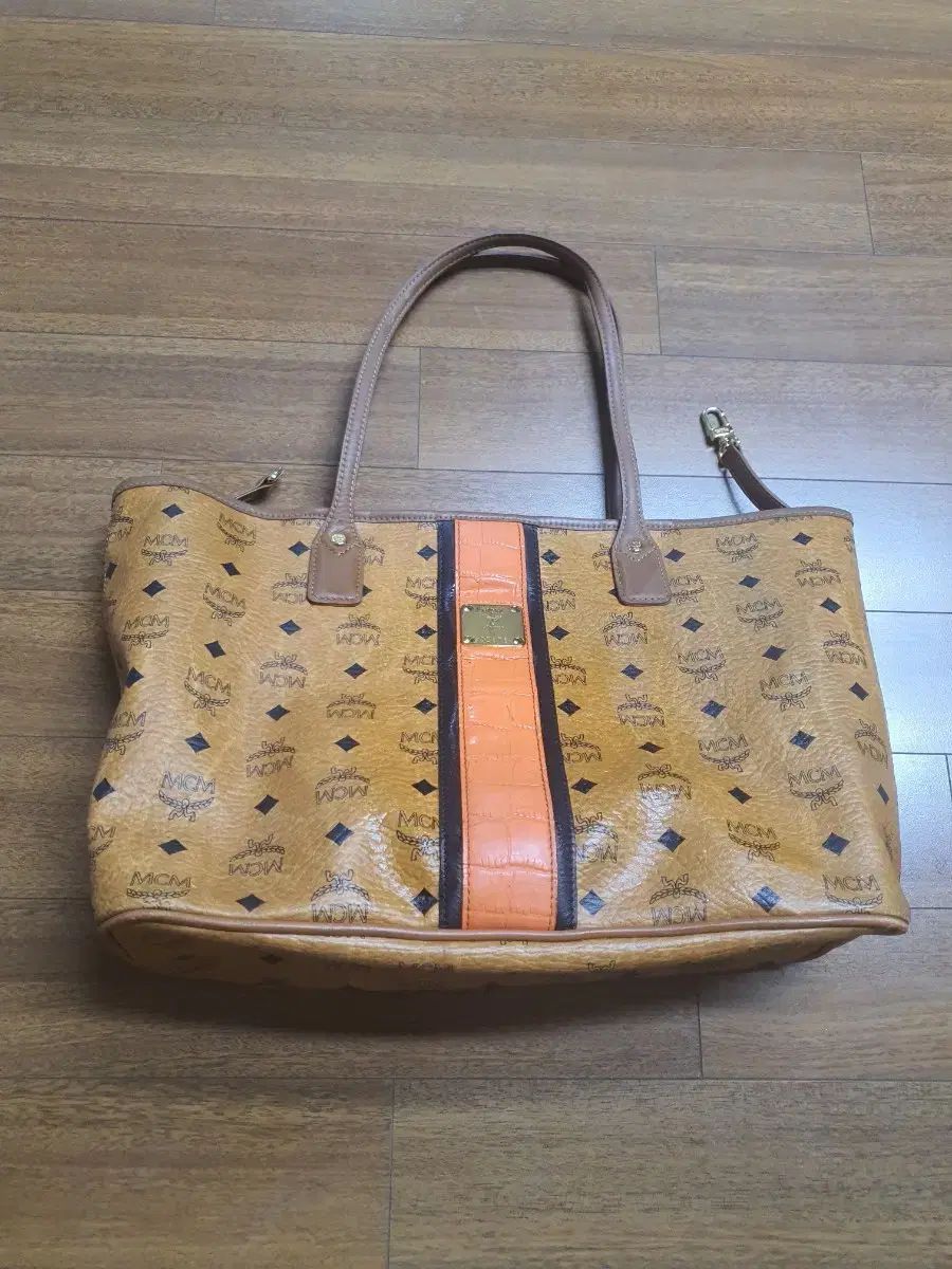 MCM トートバッグ オレンジ バイカラー トートバッグ