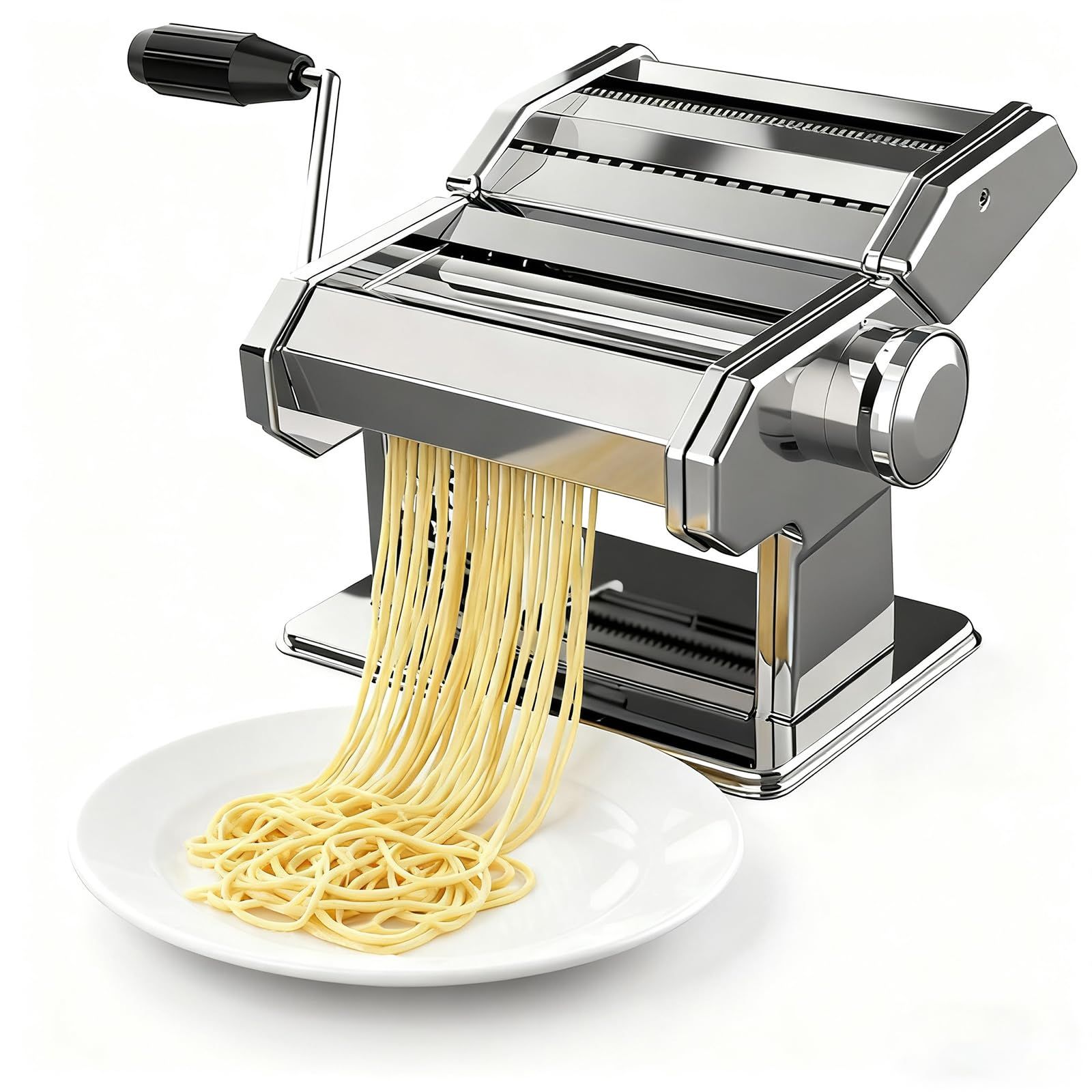 製麺機 パスタマシン 家庭用 手回し版 簡単に麺を作る 2種カッター 2mm細麺/4mm太麺 食品級ステンレス製 衛生的 ヌードルメーカー 分離式製麺機 パスタマシン 家庭/業務兼用 お手入れ簡単 料理道具 日欧米認証済み(2mm/4mm)Ju