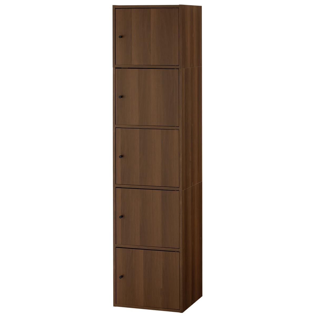 ぼん家具 本棚 カラーボックス 5段 扉付き 幅41.1×奥行38.6×高さ171.7cm 収納 ラック すき間収納 可動棚 ウォールナットｍａ 15,185円