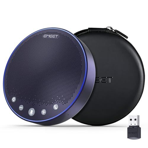 EMEET M3 会議用マイクスピーカー Bluetoothスピーカーフォン 360?全方向集音 高感度マイク ハウリング抑制・ノイズのキャンセリング 18h連続双方向通話 LED指示 Bluetooth USBアダプタ付属 最大12人 連結機能付き 国内発送