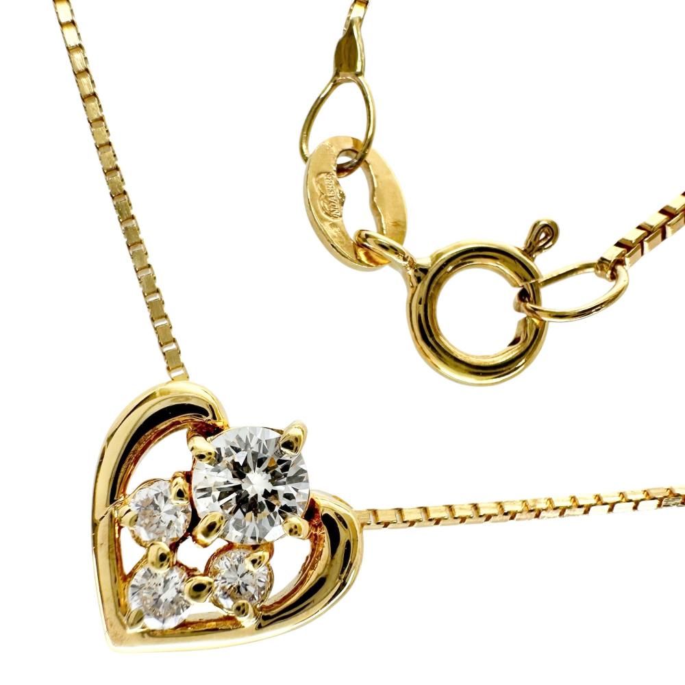 【UNOAERRE/ウノアエレ】ダイヤモンド 0.20ct ネックレス K18ゴールド 18金 2.3g 44.5cm レディース 【中古】【真子質店】【NN】