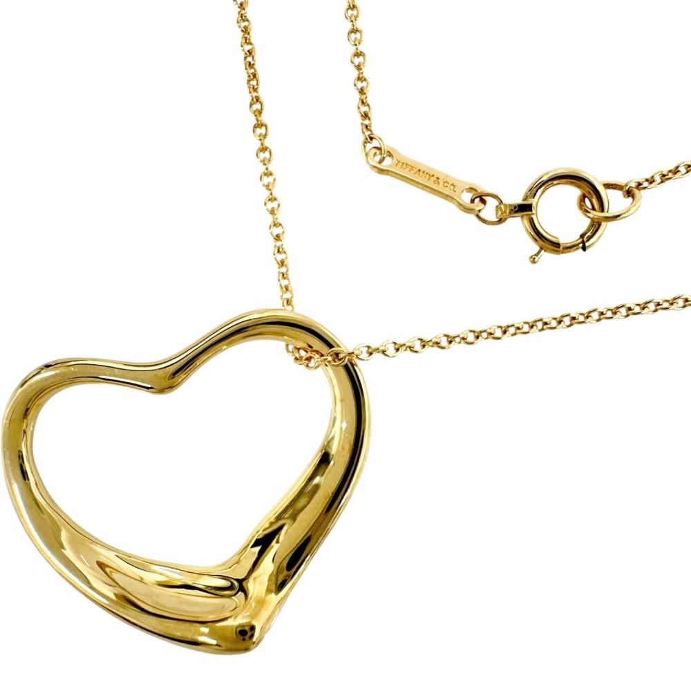 【TIFFANY&Co./ティファニー】オープンハート ペレッティ 幅21.6mm ネックレス K18ゴールド 18金 5.0g 40.0cm レディース 【中古】【真子質店】【GD】