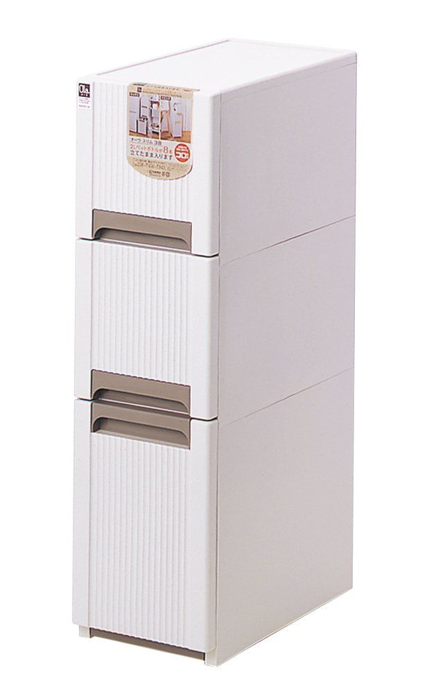 サンコープラスチック 日本製 すき間収納3段 オーラスリム 幅23.8×奥45×高84.3cm ベージュｍａ