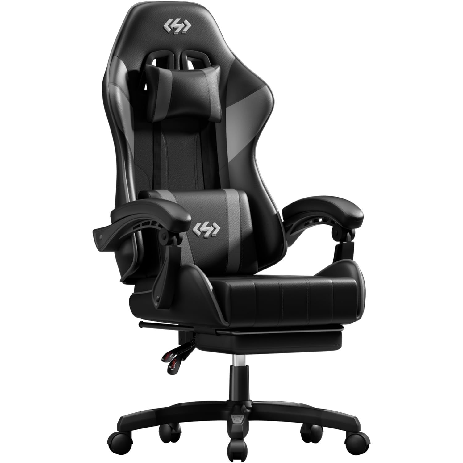 HLDIRECT ゲーミングチェア gaming chair オットマン付き pcチェア 椅子 在宅勤務用チェア145°リクライニング広々とした座面ハイバック ゲーミングチェア人間工学に基づいたオフィスチェア快適な座り心地腰部頭部サポート付き連動式アームレJu