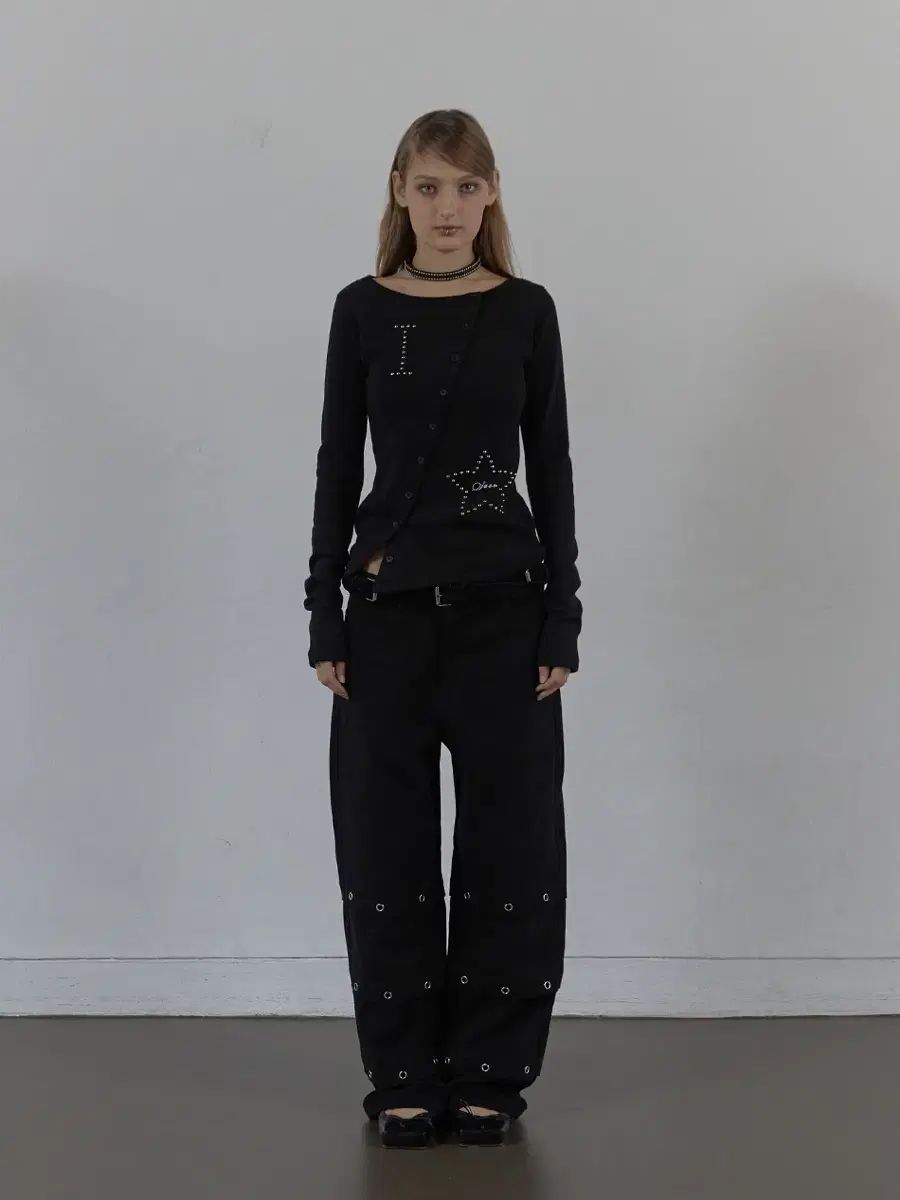 セットアップエクス スタッズ パンツ PIN TUCK EYELET PANTS