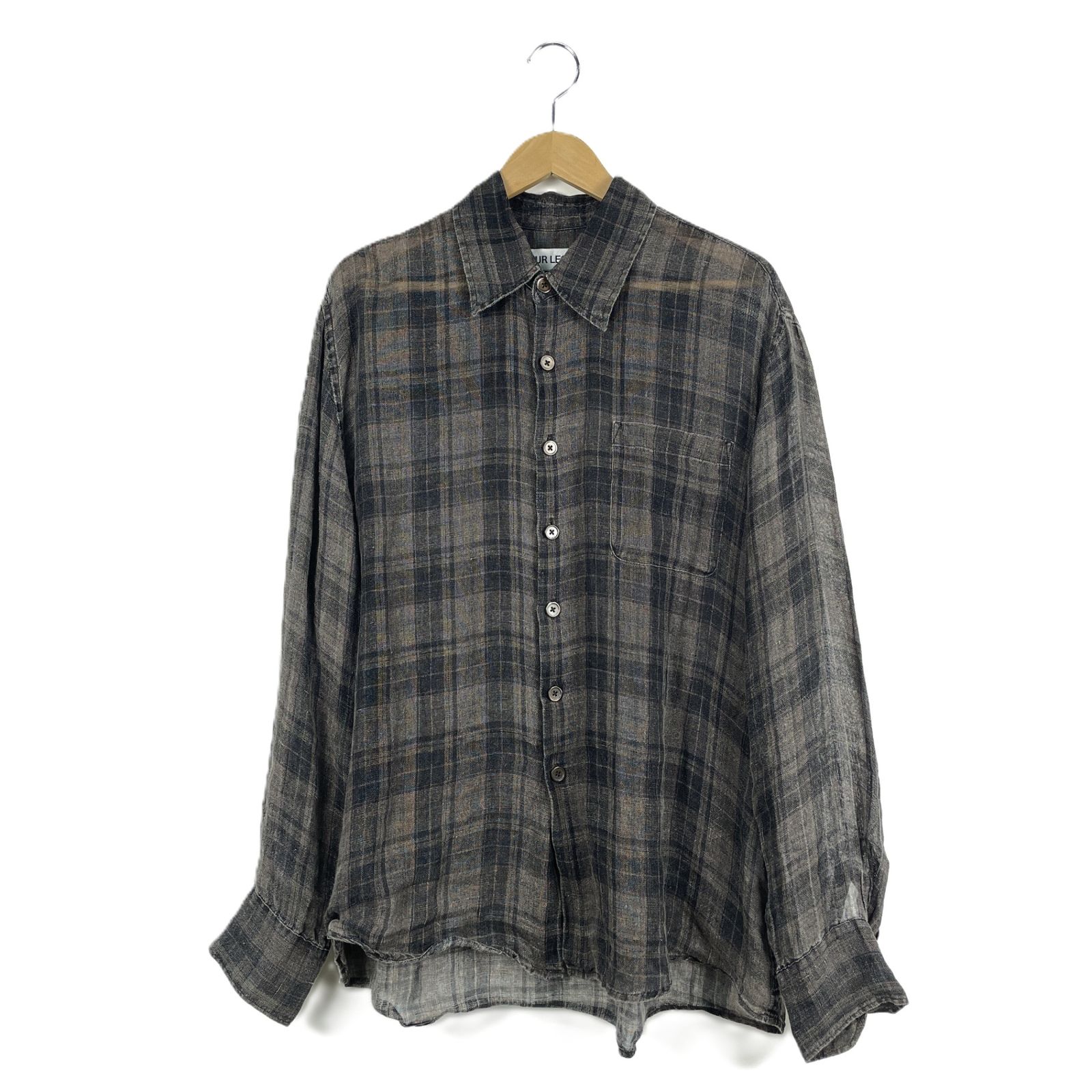 OUR　LEGACY　アワーレガシー　M2262AP　ABOVE　SHIRT　アバブシャツ　長袖シャツ　リネン　サイズ48　チェック柄　ブラウン/ブラック