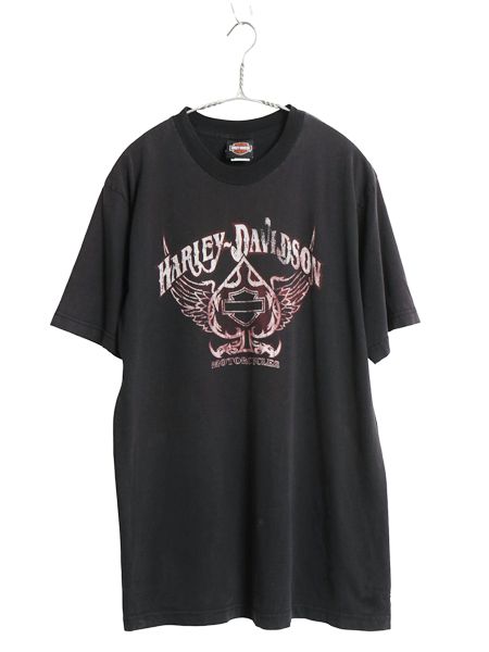 メンズ ハワイ限定00s ハーレーダビッドソン Tシャツ XL 黒 両面プリント