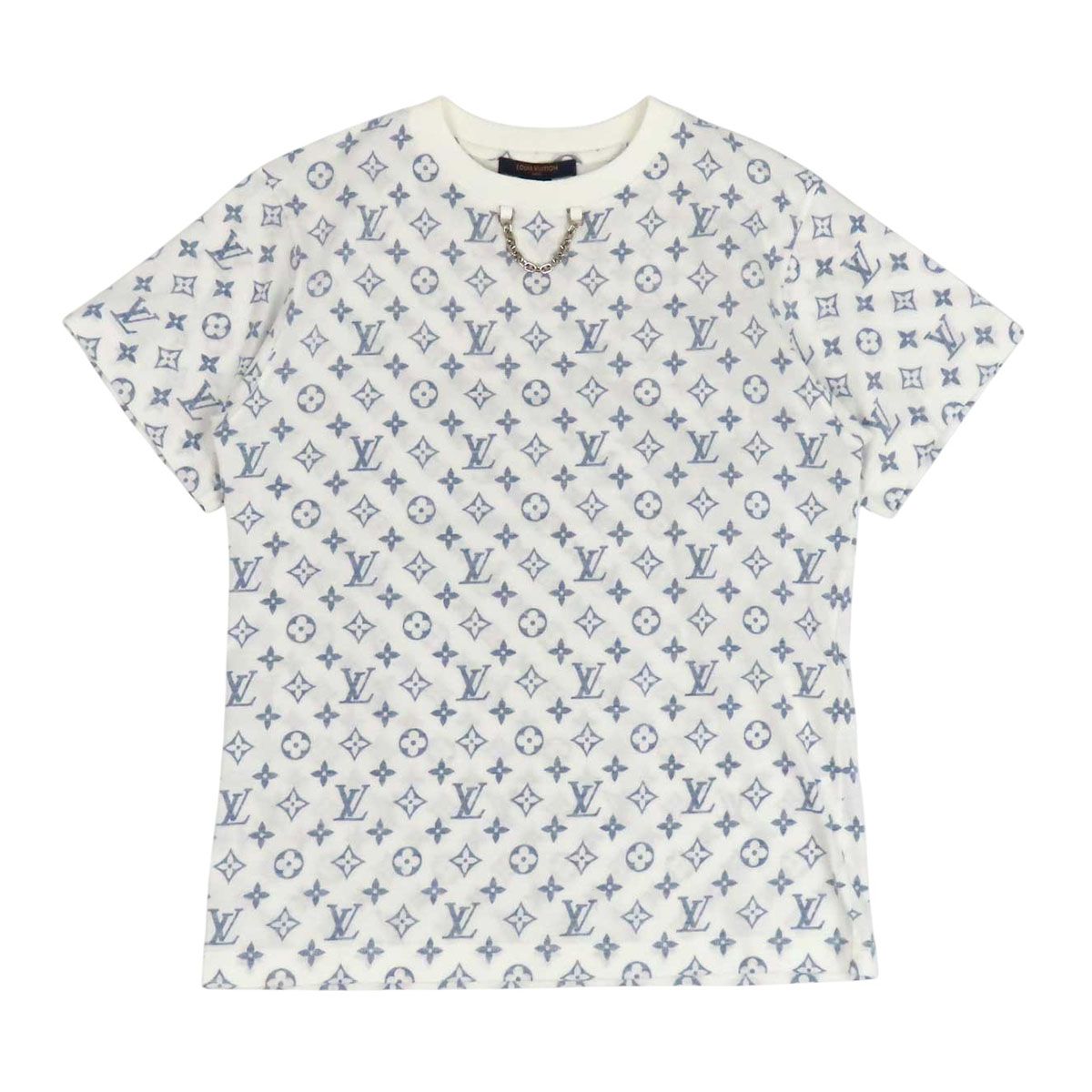 ルイヴィトン LV エルカル プリンテッド Tシャツ モノグラム 1A8QDJ レディース ホワイト ネイビー LOUIS VUITTON【中古】 【アパレル・小物】