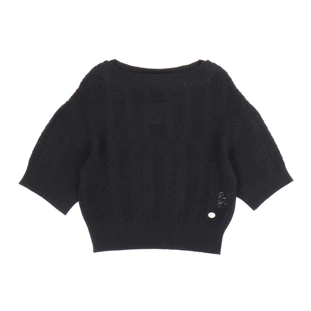 シャネル ココマーク 半袖ニット P75924K11083 レディース ブラック CHANEL【中古】 【アパレル・小物】