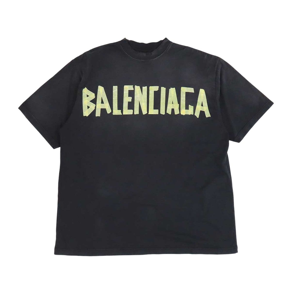 バレンシアガ テープ ロゴ Tシャツ 739784 ユニセックス ブラック系 BALENCIAGA【中古】 【アパレル・小物】