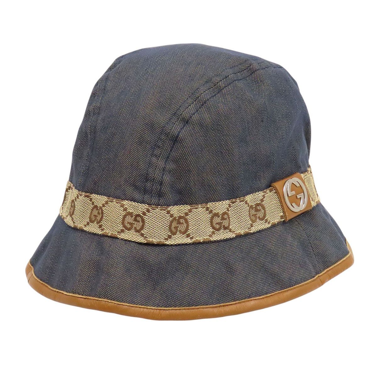 グッチ GG キャンバス バケットハット 122118.XM125 ユニセックス ネイビー ブラウン GUCCI【中古】 【アパレル・小物】