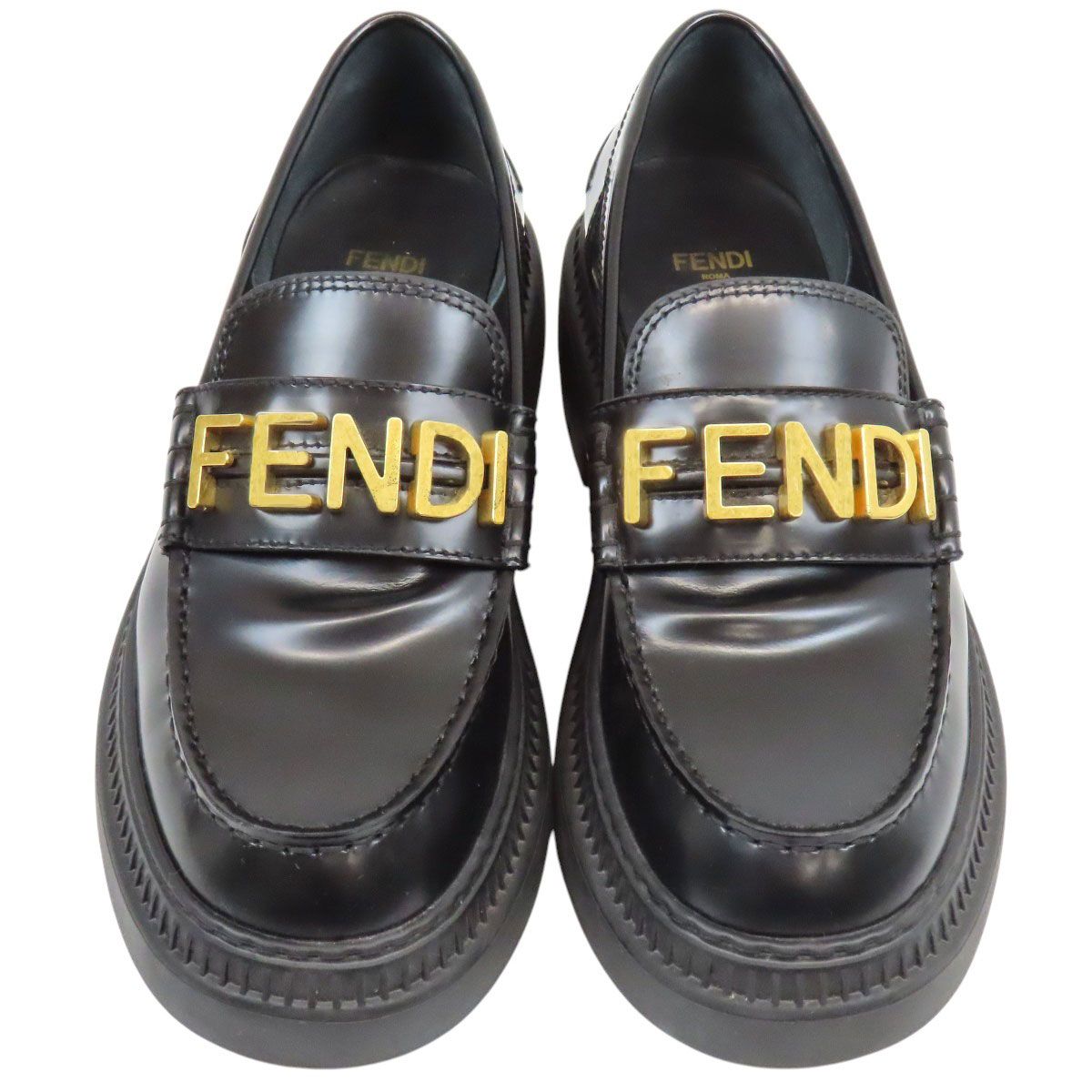 フェンディ グラフィ ローファー レディース ブラック FENDI【中古