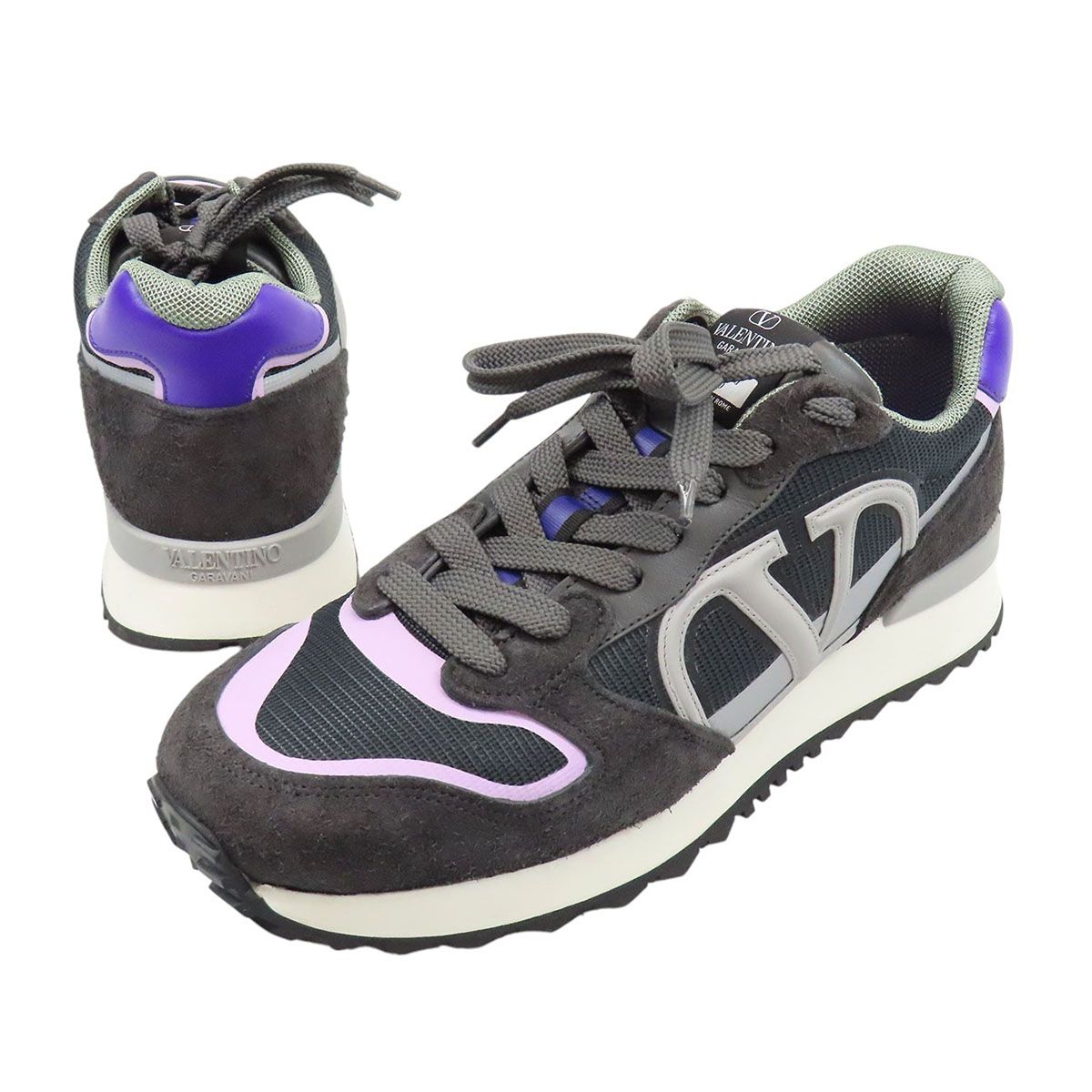 ヴァレンティノ Vロゴ スニーカー S3H17Y2 メンズ チャコールグレー パープル VALENTINO【中古】 【アパレル・小物】