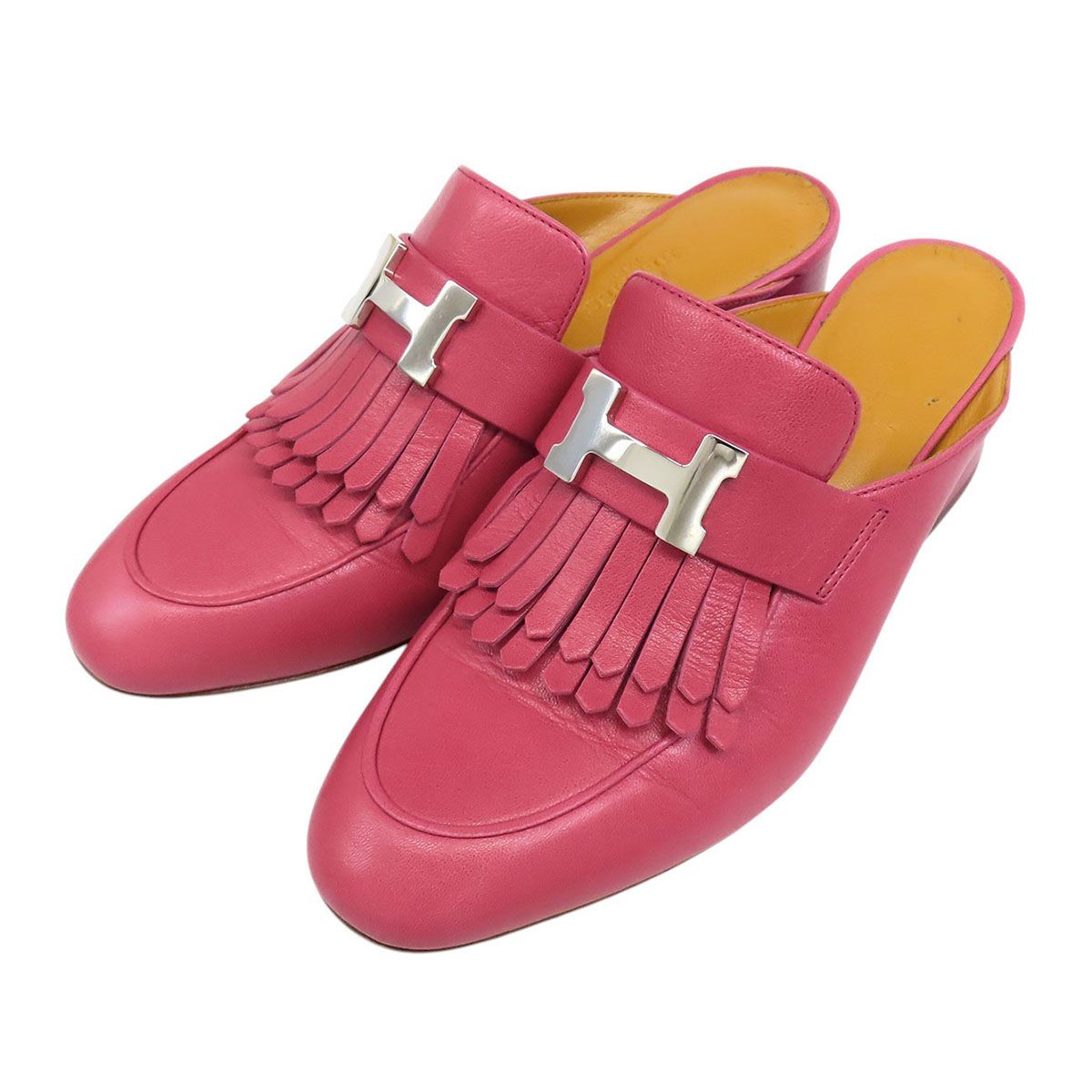 エルメス チュイルリー フリンジ ミュール レディース ピンク HERMES【中古】 【アパレル・小物】
