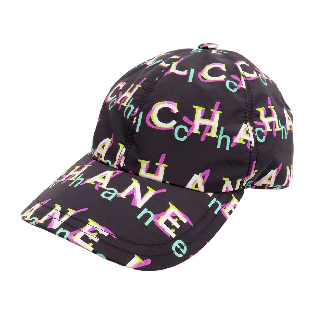 シャネル マルチカラー ロゴ キャップ ユニセックス ブラック CHANEL【中古】 【アパレル・小物】