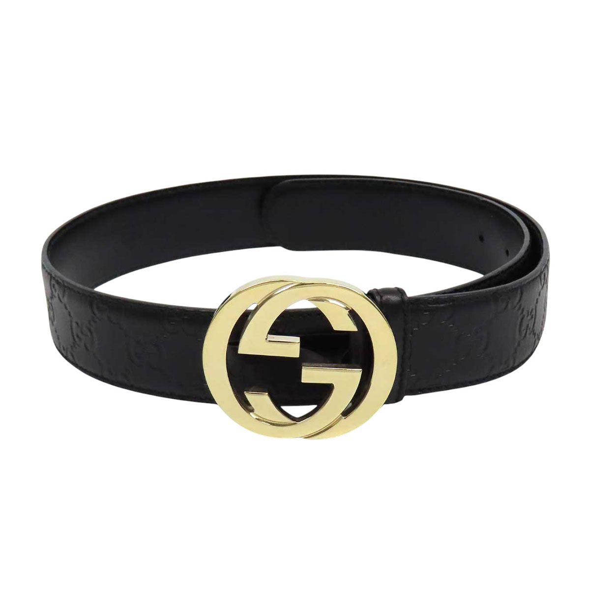 グッチ グッチシマ インターロッキングG バックル ベルト 114876 ユニセックス ブラック GUCCI【中古】 【アパレル・小物】