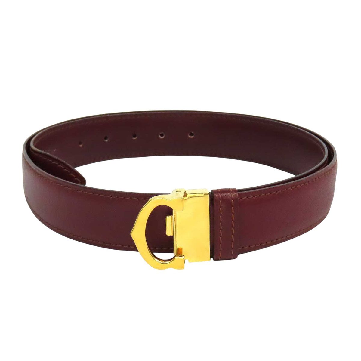 カルティエ マストライン Cバックル ベルト ユニセックス ボルドー CARTIER【中古】 【アパレル・小物】