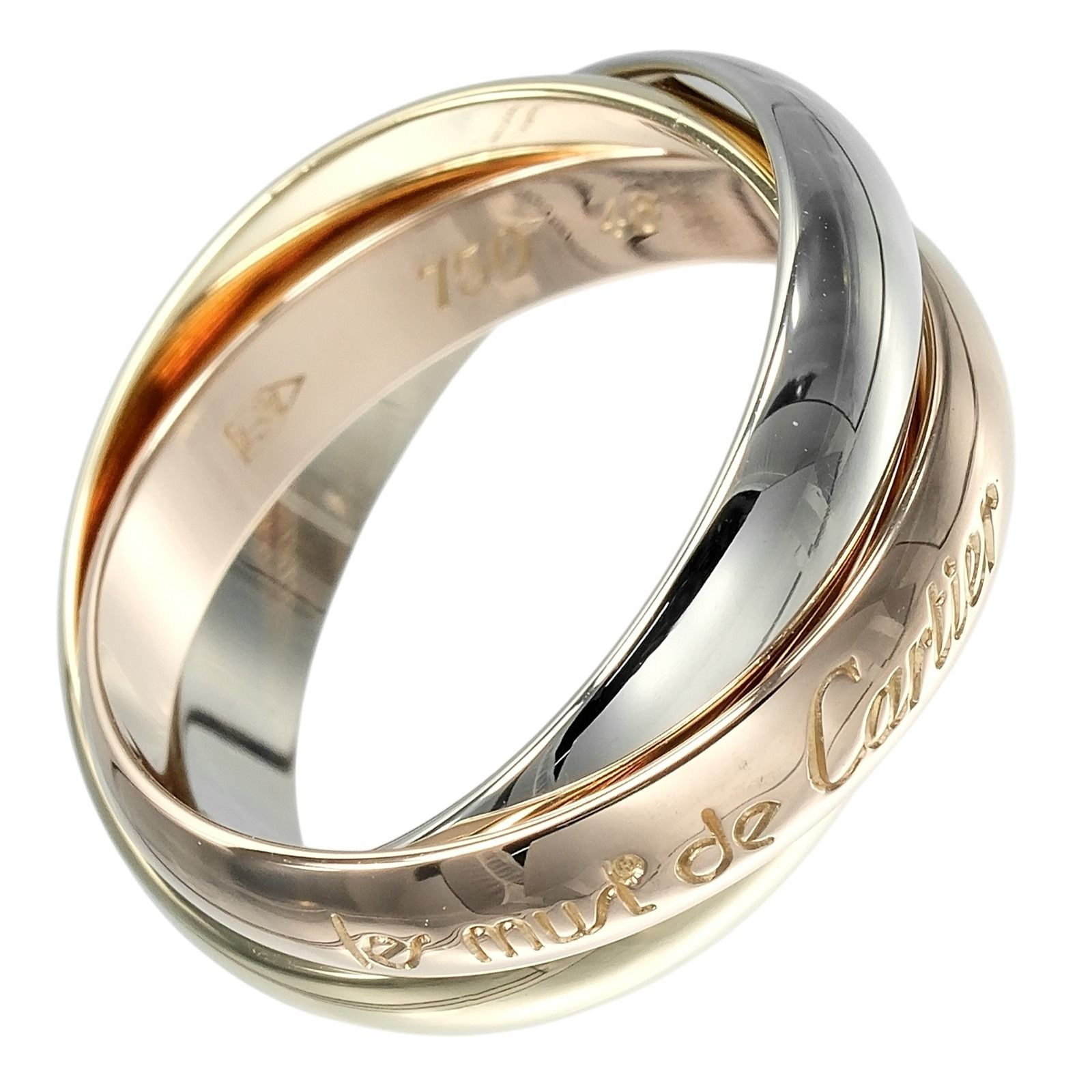 【CARTIER】カルティエ トリニティ 3.4mmバンド K18ゴールド（YG×PG×WG） 8号 レディース 6.59g リング・指輪