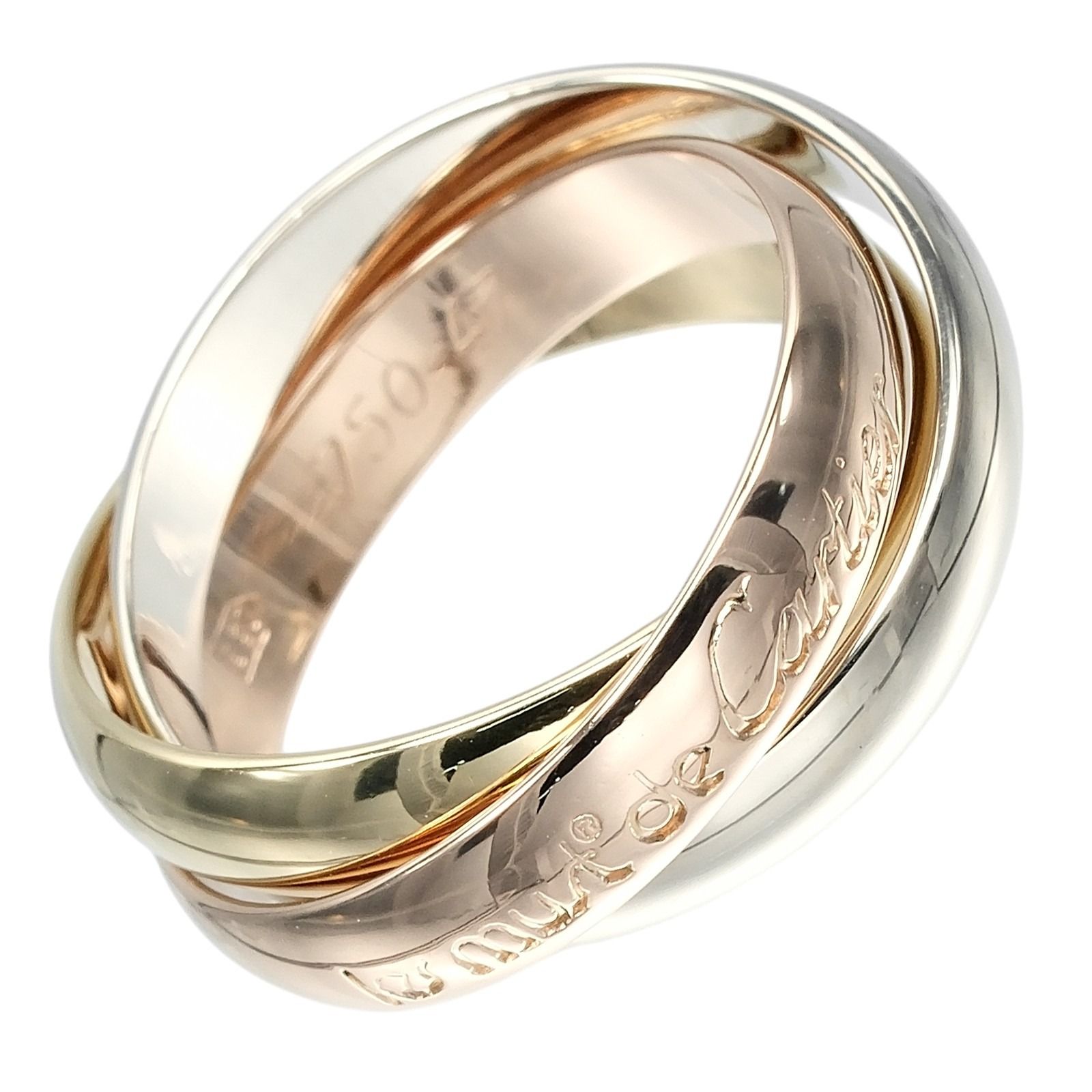 【CARTIER】カルティエ トリニティ 3.4mmバンド K18ゴールド（YG×PG×WG） 7号 レディース 6.1g リング・指輪 124,000円