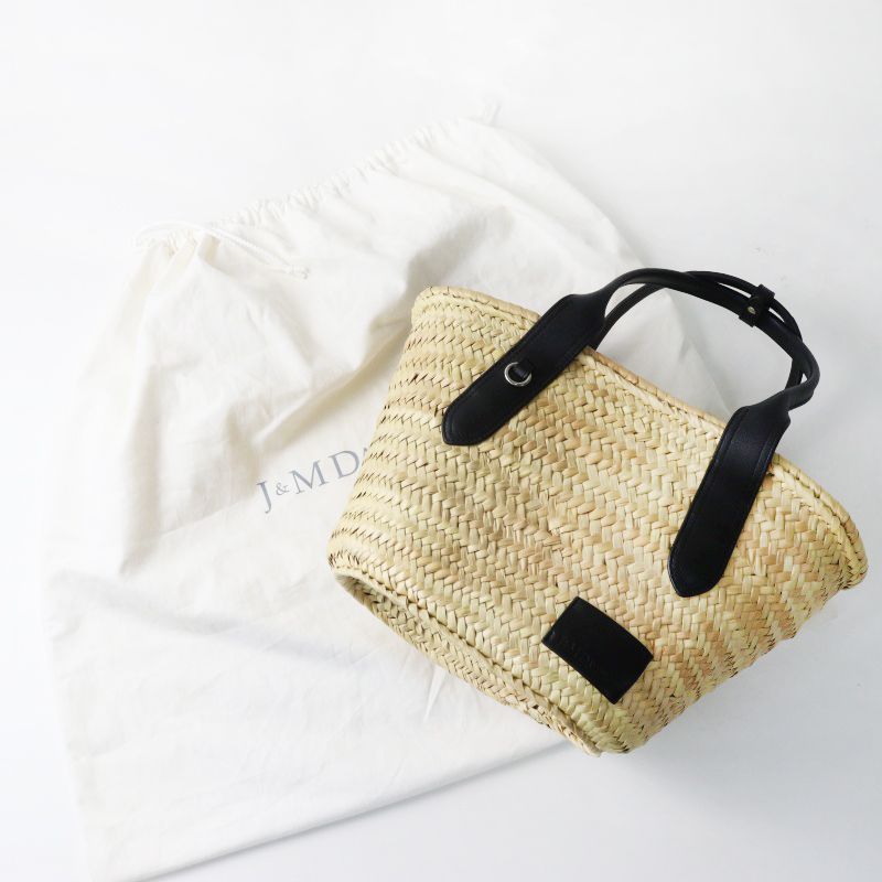 美品 J&Mデヴィッドソン J&M DAVIDSON BASKET M かごバッグ レザーハンドル ベージュ×ブラック／服飾 かばん トート【2400015039534】