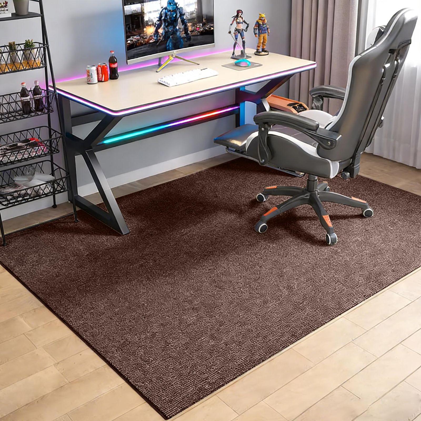 ゲーミングチェアマット 【大判サイズ160×130cm 】 チェアマット 床保護シート デスクチェアマット HOSUR 椅子 マット 厚み4mm カーペットタイプ 滑り止め加工 床傷防止シートパッド フローリングマット セルフ粘着 騒音対策 床暖房対応（ブｍａ