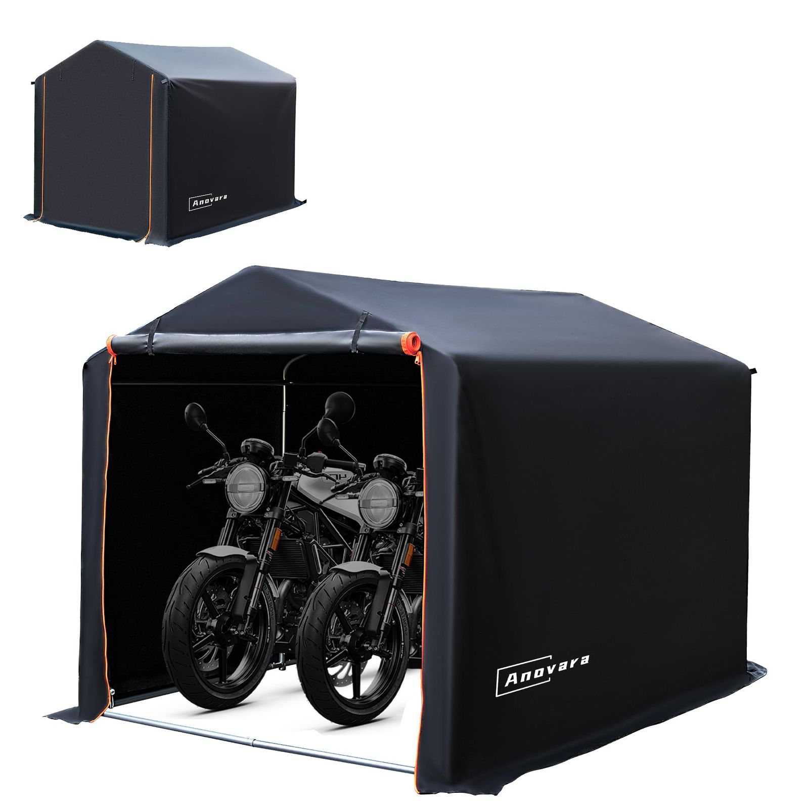 サイクルハウス バイクガレージ サイクルポート 1台用～3台用 自転車置き場 屋外 サイクルガレージ バイク ガレージ ガレージテント 自転車 テント 屋根 車庫 自転車小屋 バイク テント 耐水圧2000mm 防水防風防塵遮熱 (ブラック、 a4e1582e
