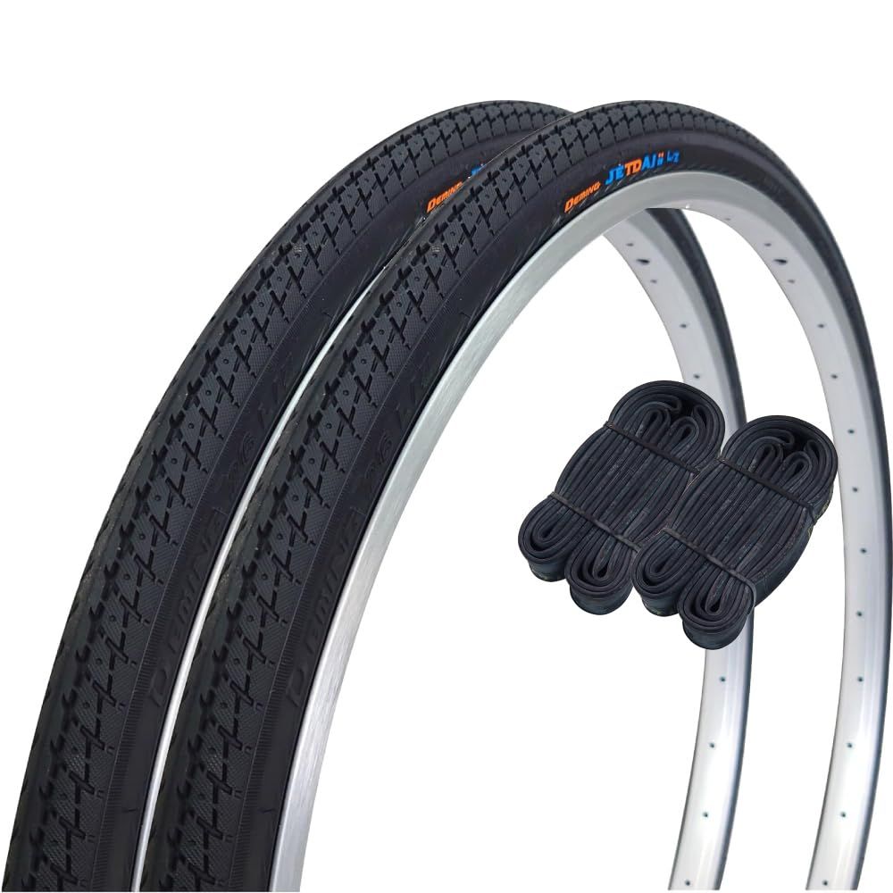 新品 シンコー 26インチ 自転車 タイヤ 1.5mm極厚チューブ 各2本セット ペア巻 JETDAii L/Z 26×1 3/8 ブラック W/O SR187 60334