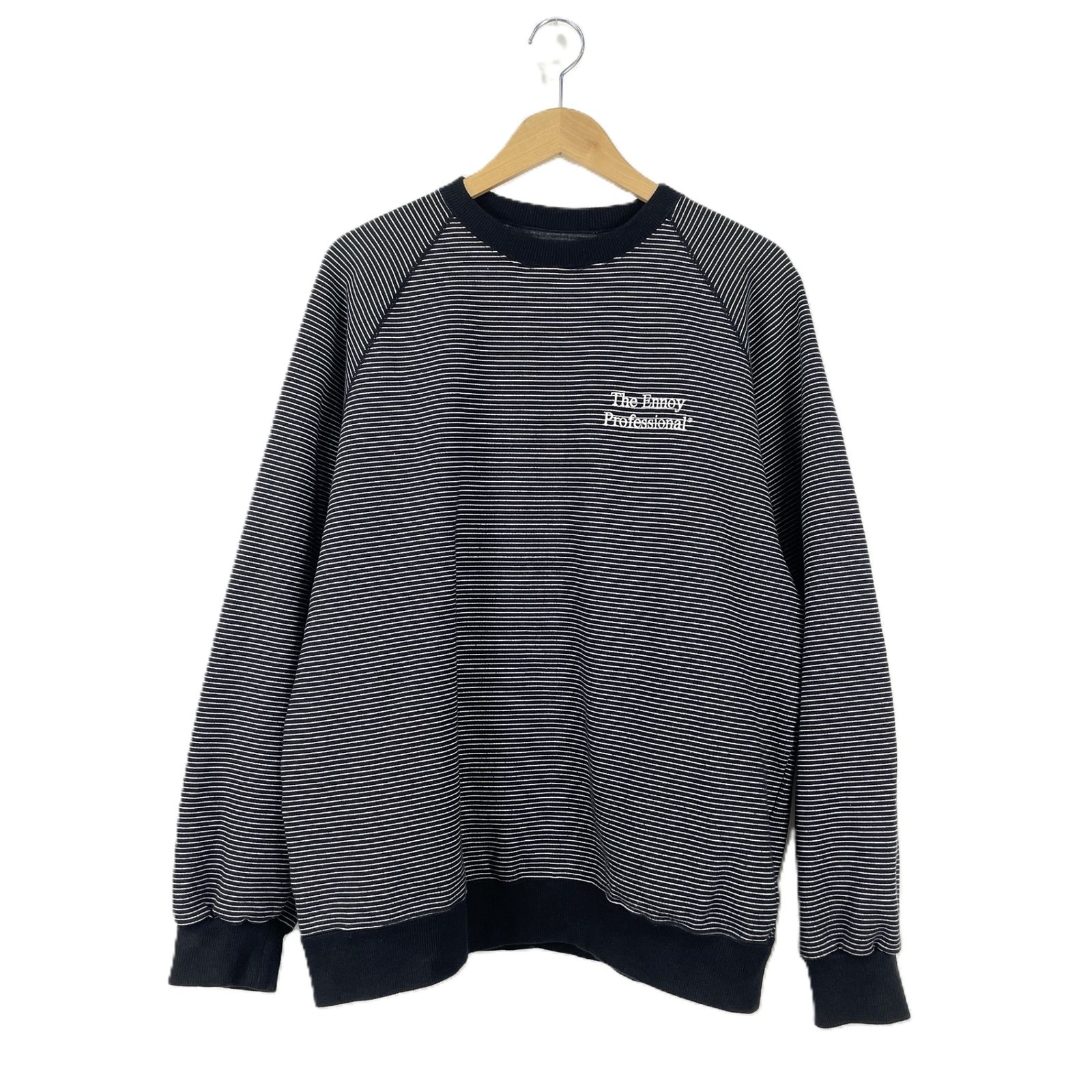 ENNOY　エンノイ　24AW　AW24BRENCT01NTL　BORDER　CREW　NECK　SWEAT　ボーダークルーネックスウェット　トレーナー　Lサイズ　 ブラック/ホワイト