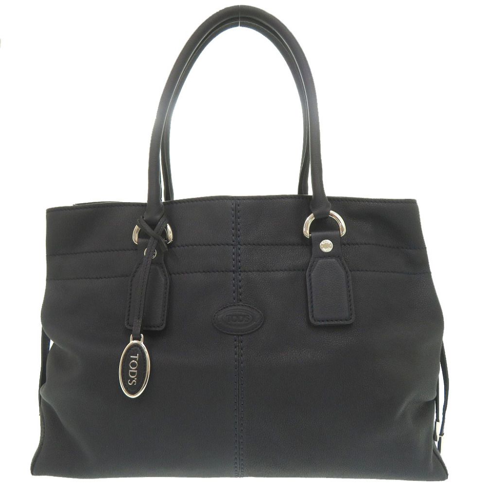 新品同様 トッズ ロゴ レザー ネイビー トートバッグ ハンドバッグ 0813 TOD’S