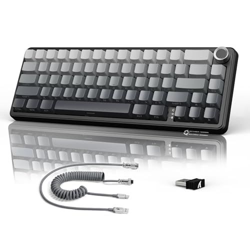 ATTACK SHARK X66 ゲーミングキーボード トライーモード ワイヤレス/Bluetooth/有線 ホットスワップ メカニカルキーボード 60%レイアウト ノブ付き PBT 66キー テンキー無し リニア ストロベリー? ガスケット構造 吸音フォJu